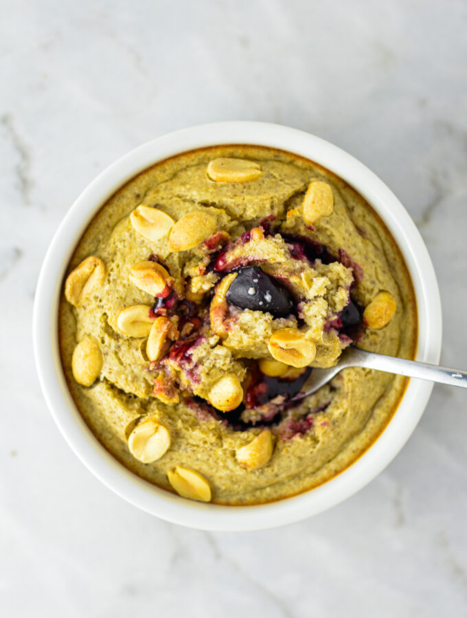 Peanut Butter and Jelly Blended Baked Oats