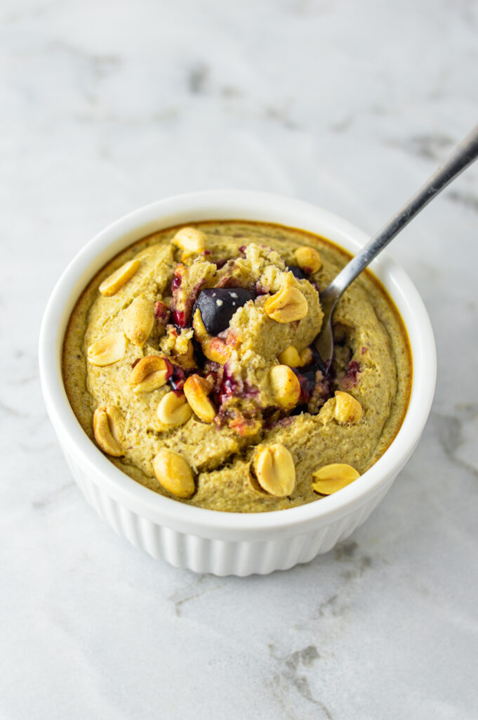 Peanut Butter and Jelly Blended Baked Oats