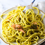 Sea Asparagus Pesto Salmon Pasta