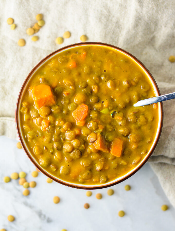 Coconut Sweet Potato and Lentil Soup