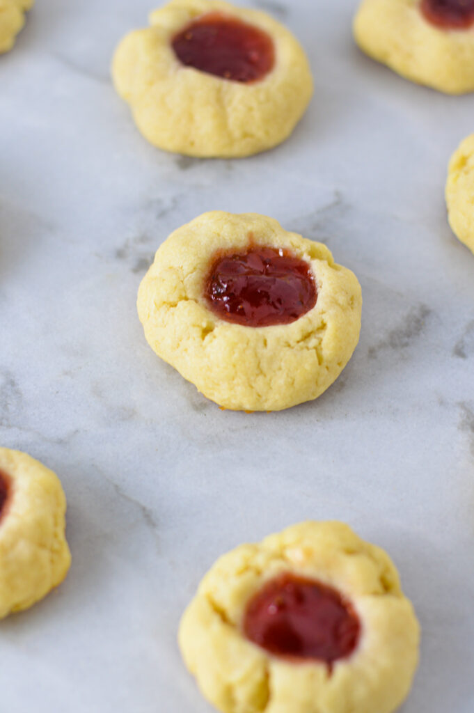 Raspberry Cream Cheese Thumbprint Cookies