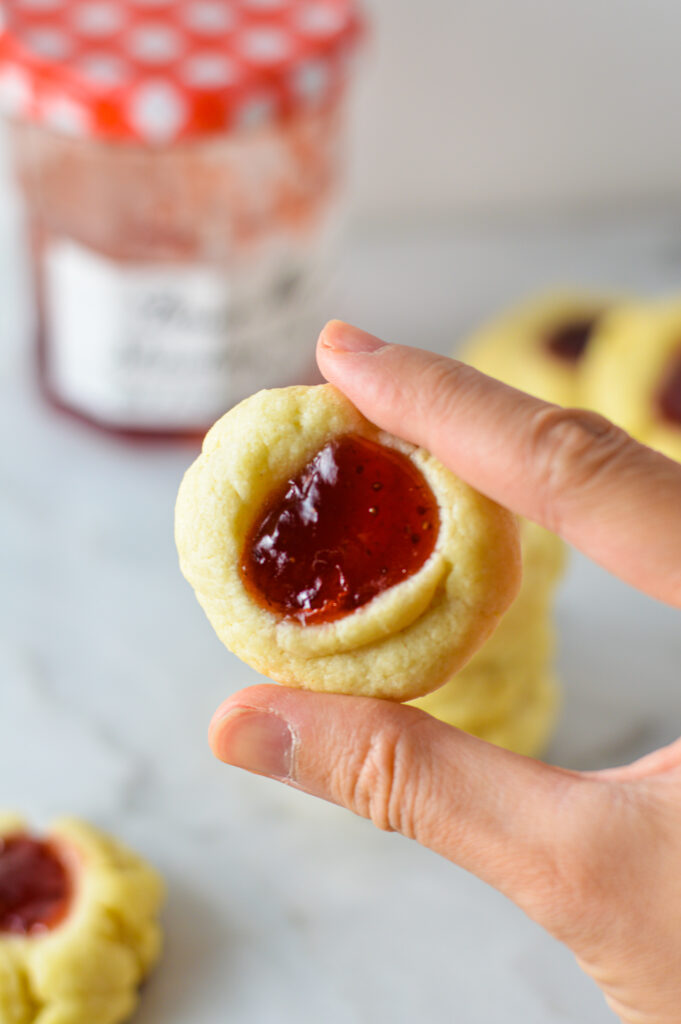 Raspberry Cream Cheese Thumbprint Cookies