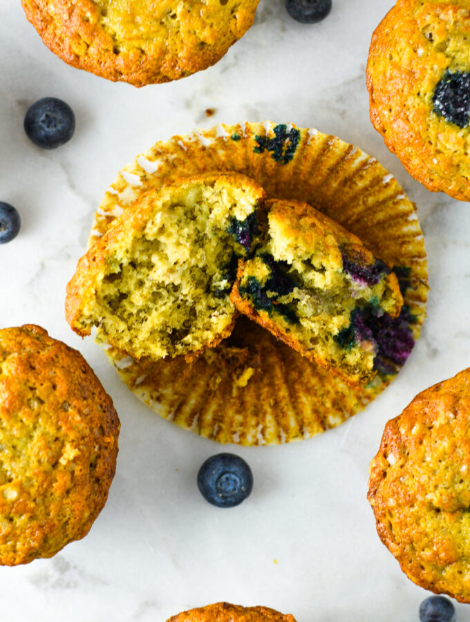 Banana Blueberry Oat Muffins