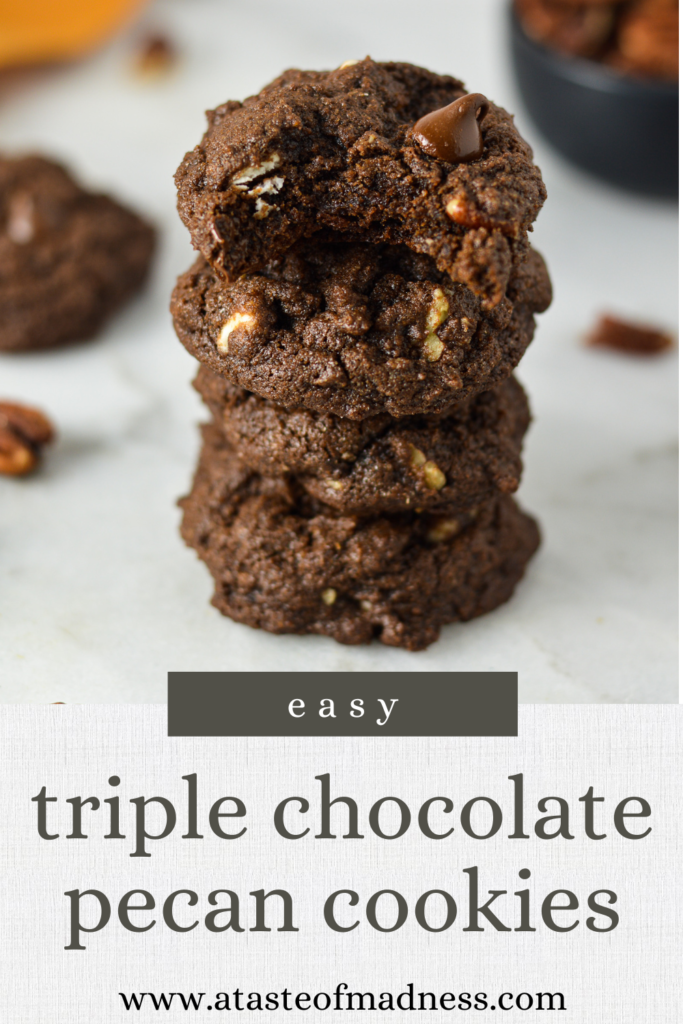 Triple Chocolate Pecan Cookies