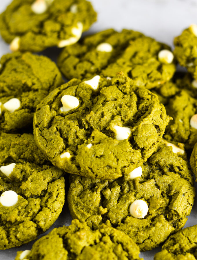 Vegan Matcha White Chocolate Chip Cookies