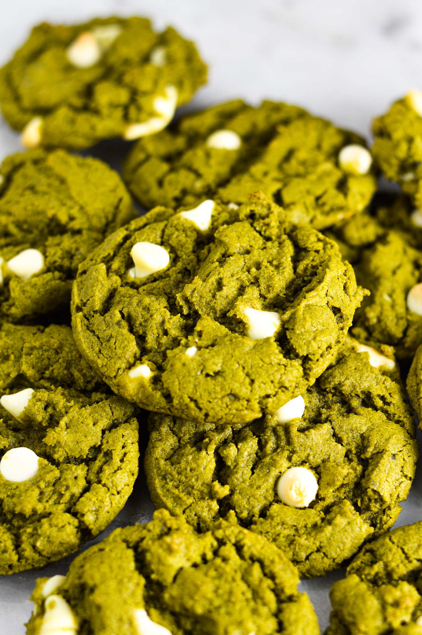 Vegan Matcha White Chocolate Chip Cookies