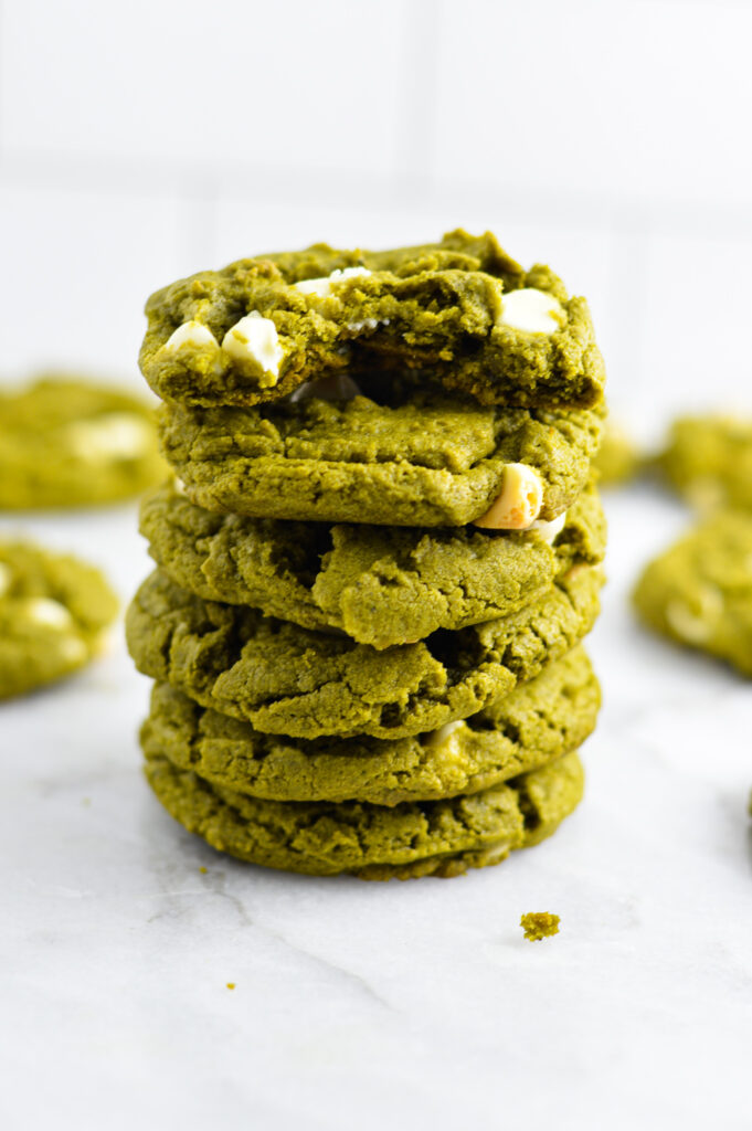 Vegan Matcha White Chocolate Chip Cookies