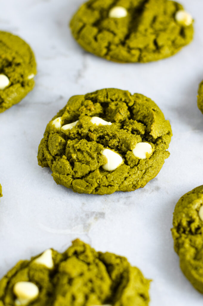 Vegan Matcha White Chocolate Chip Cookies