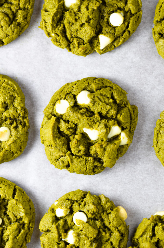 Vegan Matcha White Chocolate Chip Cookies