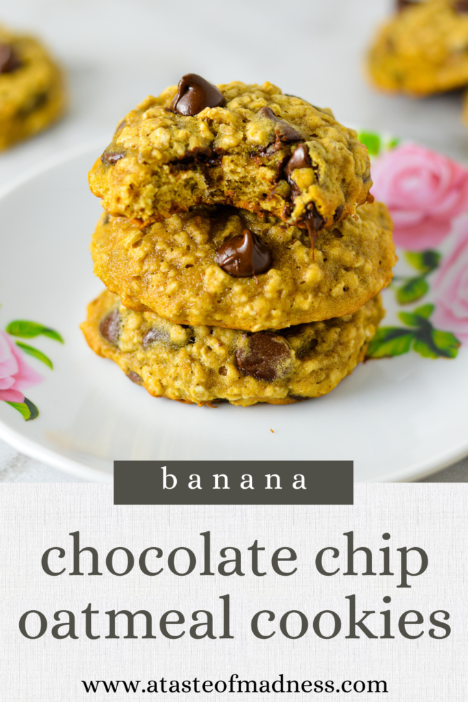 Banana Chocolate Chip Oatmeal Cookies 