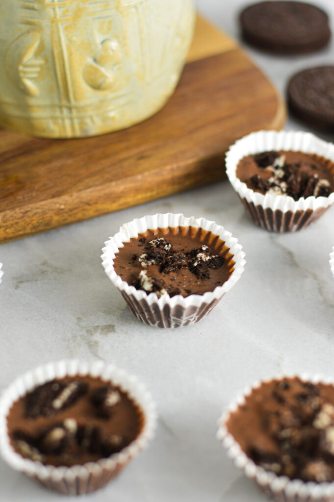 Mini Oreo Nutella Cups in mini cupcake liners.