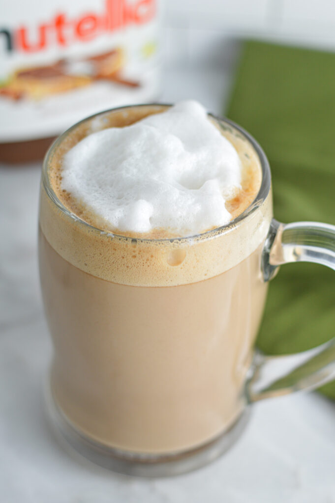 Nutella Latte with foamy milk on top.