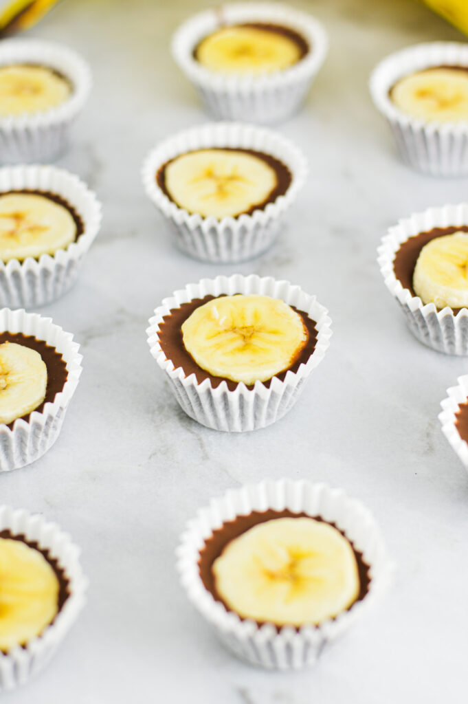 Banana Nutella Cups in mini cupcake liners.