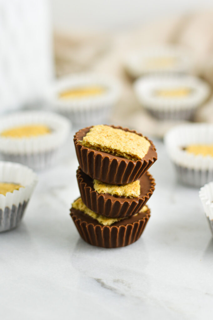 A stack of Graham Cracker Nutella Cups without the paper liners.