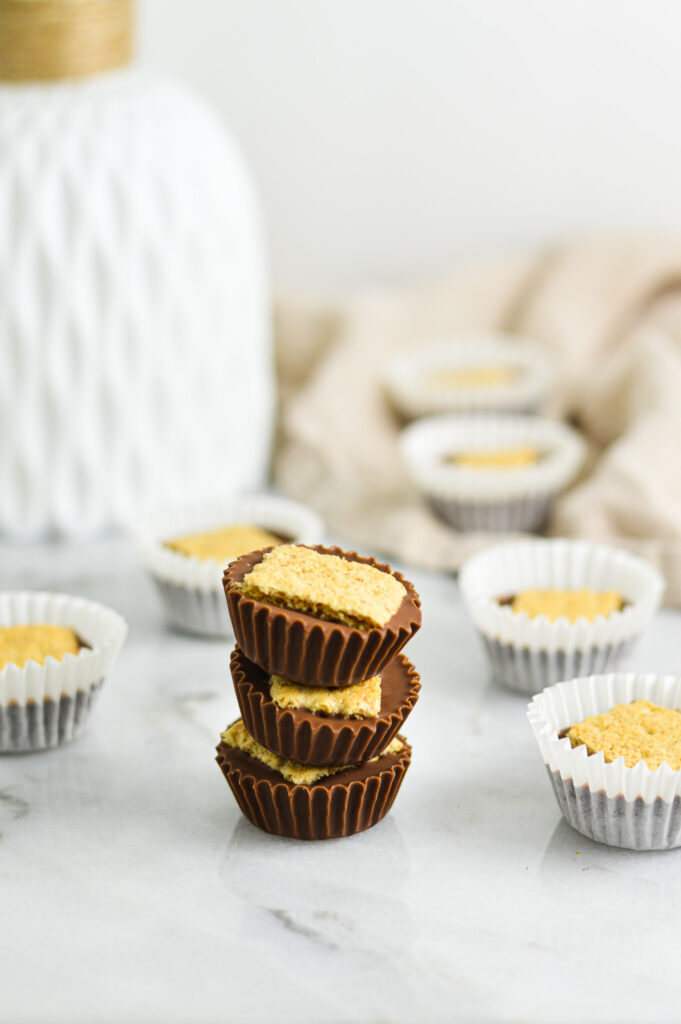 Small Nutella cups with a piece of graham cracker on top.